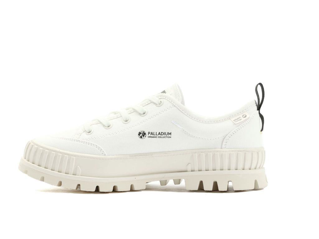 White Kids' Palladium Pallashock Lo Organic 2 Sneakers | CRXTJA-476