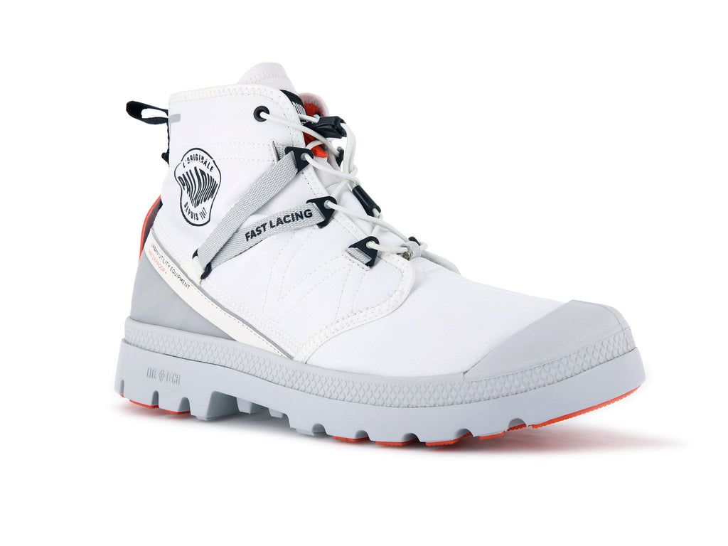 White Kids' Palladium Pampa Travel Lite+ Waterproof Boots | UBSTYP-851