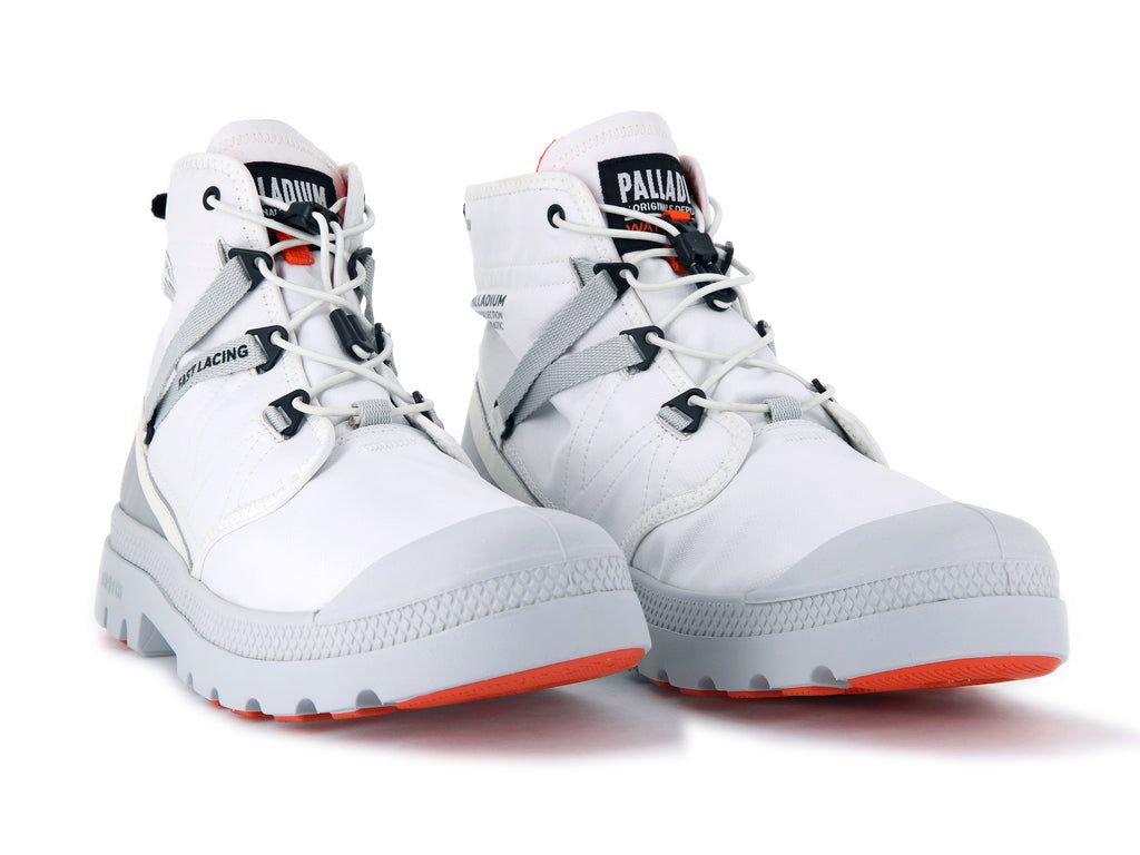 White Kids' Palladium Pampa Travel Lite+ Waterproof Boots | UBSTYP-851