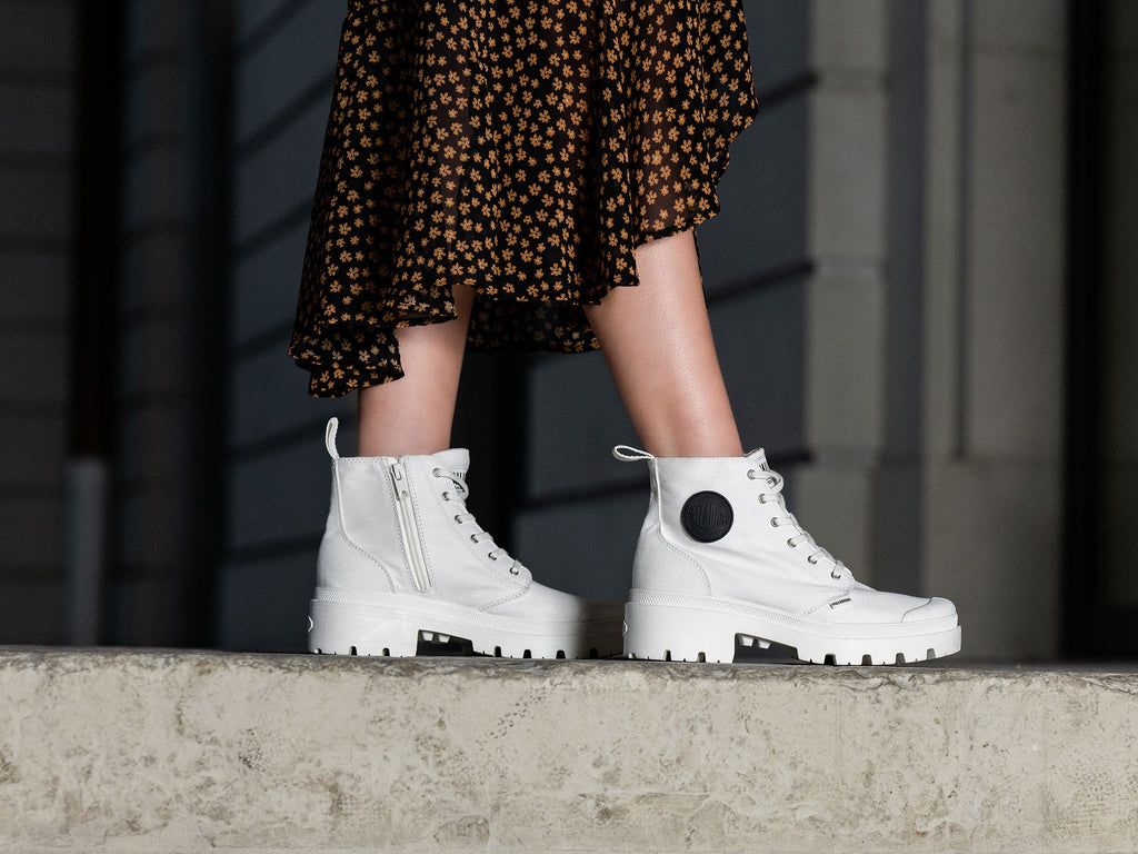 White Women Palladium Pallabase Twill Boots | LGOEWV-142